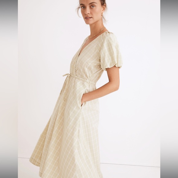 Madewell Plaid Tie-Waist Midi Dress like new - Picture 3 of 5